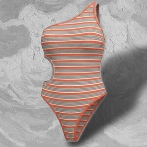 Wild Fable Orange and White Bodysuit Asymmetrical Design